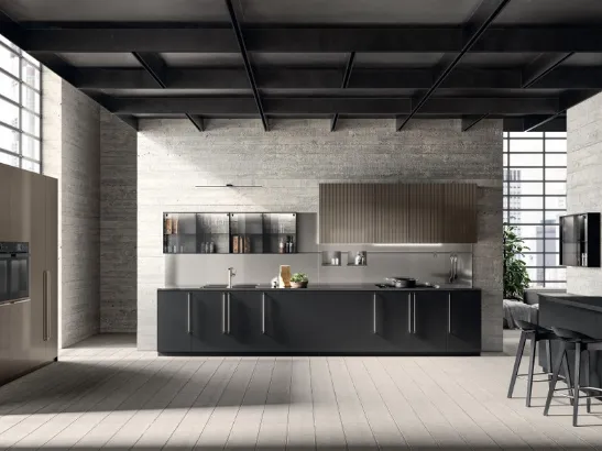 Cucina Moderna Musa in Fenix Nero Ingo e laccato lucido effetto perlato di Scavolini