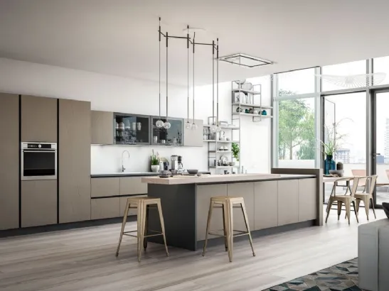 Cucina Moderna con isola Opale composizione 02 in ecocemento di Arrex