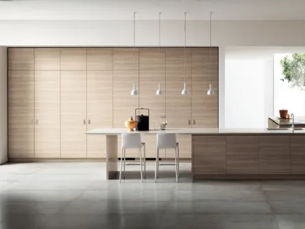 Cucina Moderna Qi in Olmo Hono con armadi Switch di Scavolini