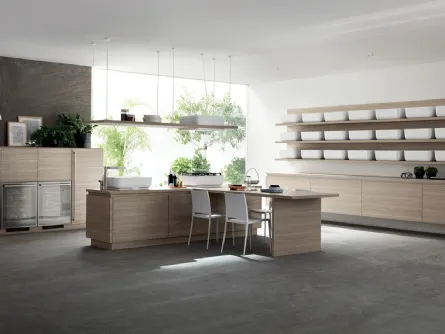 Cucina Moderna con isola e penisola Qi in Olmo Hono di Scavolini