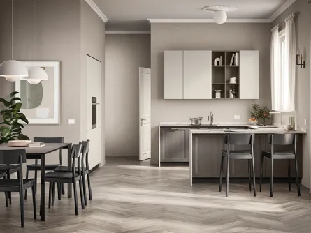 Cucina Moderna con penisola Sax in decorativo Rovere Town di Scavolini