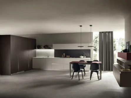 Cucina Moderna DeLinea in laccato Grigio Chiaro e Rovere Grafite di Scavolini