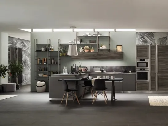 Cucina Moderna Twin 08 Nichel e Okobo Dark di Arrex