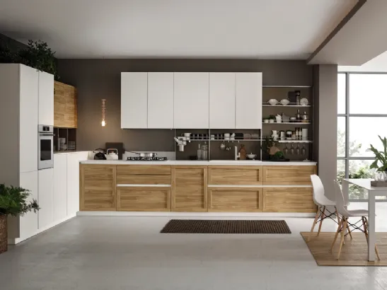 Cucina Moderna angolare Twin 03 Okobo Natural & White di Arrex