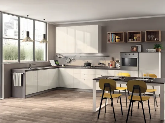 Cucina Moderna angolare Urban & Urban in laccato Bianco lucido di Scavolini