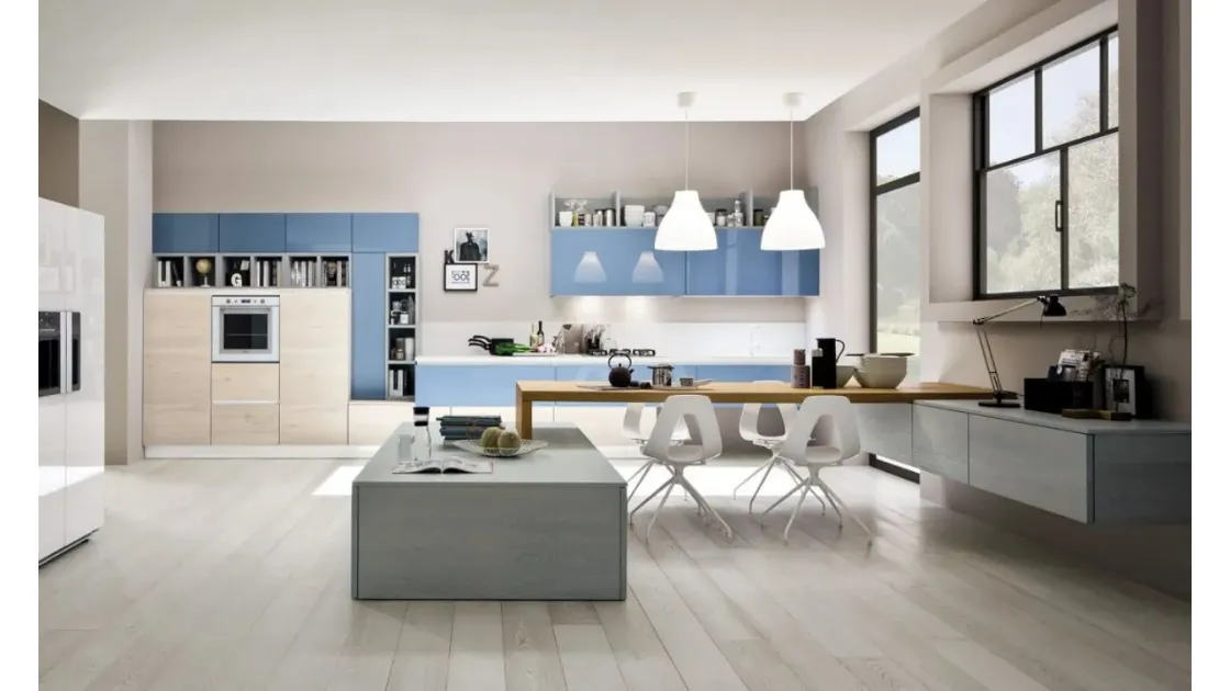 Cucina Moderna lineare Zenzero 02 Rovere Talco e Laccato di Arrex