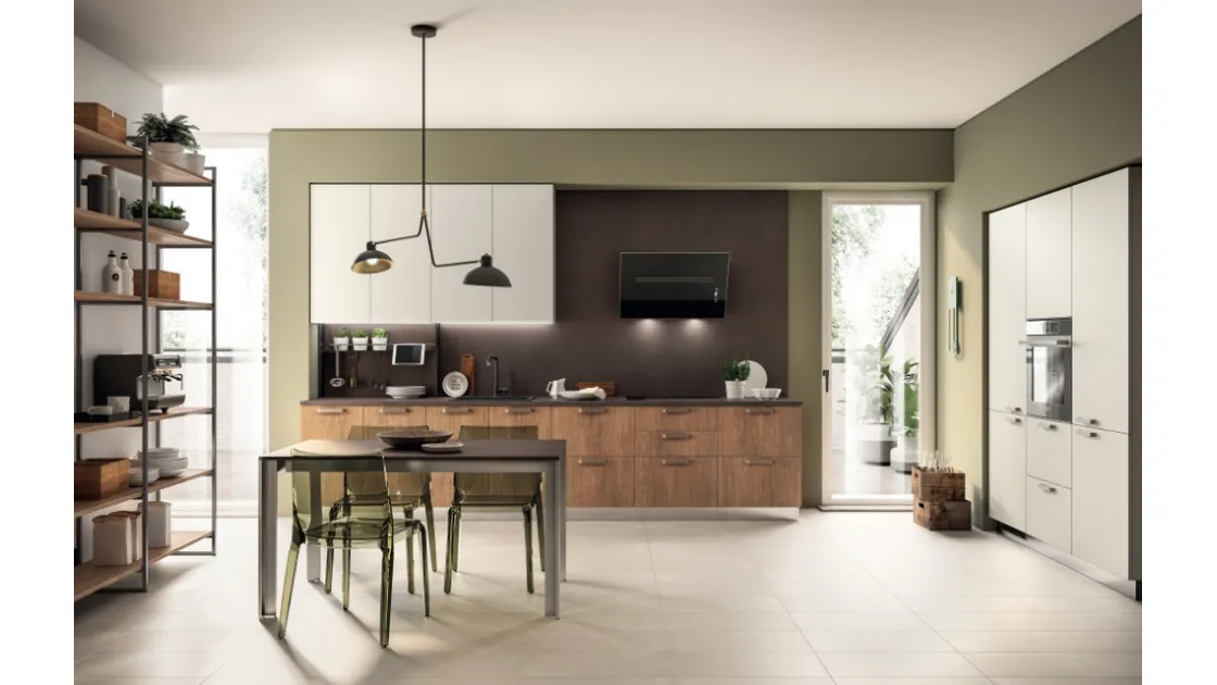 Cucina su misura Sax 07 in Rovere Land e decorativo Nebbia di Scavolini