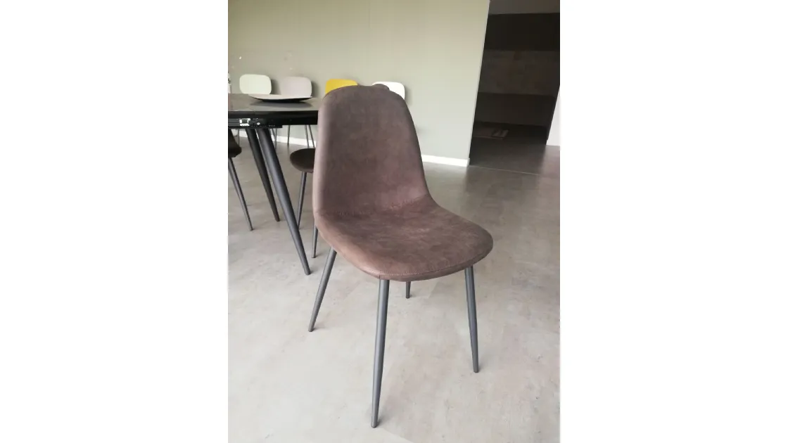 TAVOLO ROTONDO ALLUNGABILE + 4 SEDIE ECOPELLE - OFFERTA SCONTO COMPOSIZIONE ESPOSTA