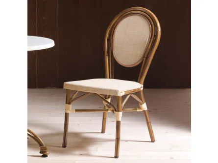 Sedia Jakarta in tessuto con struttura in alluminio ricoperto PVC effetto bambù di La Seggiola