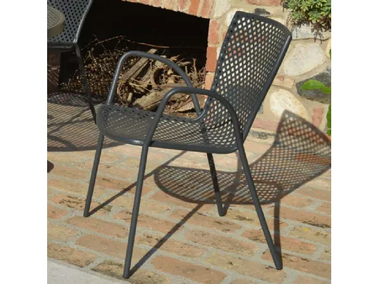 Poltroncina da giardino Sommer in acciaio zincato e verniciato poliestere antracite per esterni di La Seggiola