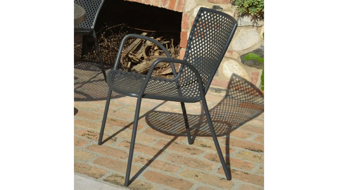 Poltroncina da giardino Sommer in acciaio zincato e verniciato poliestere antracite per esterni di La Seggiola